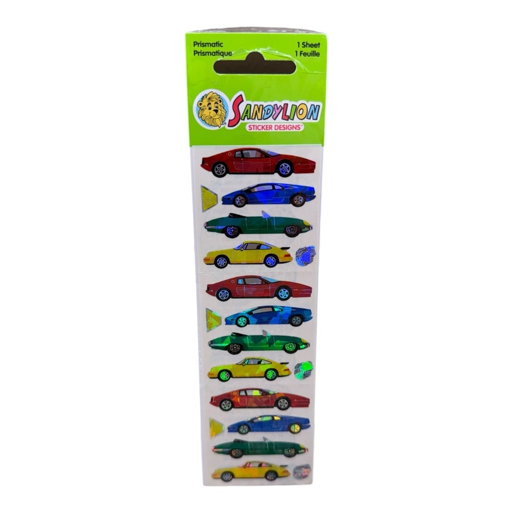 Vintage SandyLion Prismatic Race Cars Stickers Sealed